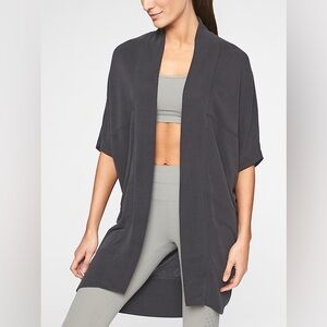 Athleta Open Front Cardigan XS Black Modal Lightweight Kimono Sleeve Layering